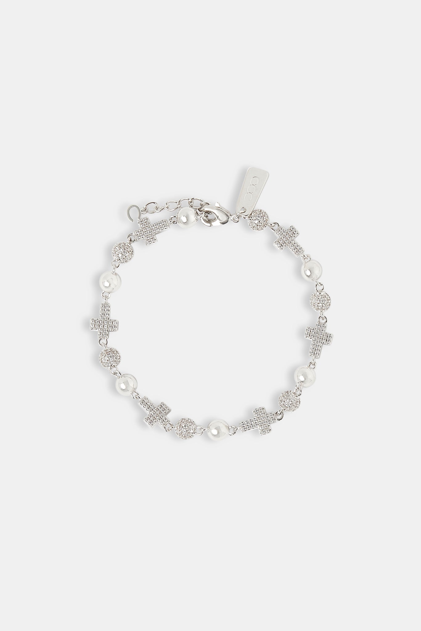 Iced Bead & Cross Bracelet - 6mm