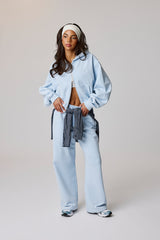 Cernucci Cropped Zip Through Hoodie &amp; Wide Leg Jogger - Hellblau