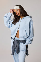Cernucci Cropped Zip Through Hoodie - Hellblau