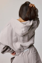 Cernucci Cropped Zip Through Hoodie & Embroidered Short - Stone