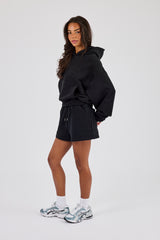 Cernucci Bubble Boxy Hoodie & Embroidered Short - Black
