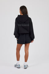Cernucci Bubble Boxy Hoodie & Embroidered Short - Black