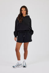 Cernucci Bubble Boxy Hoodie & Embroidered Short - Black