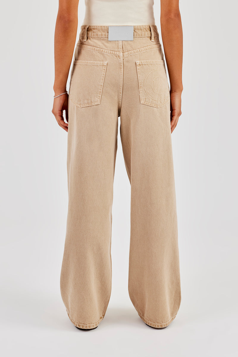 Baggy Fit Overdye Jeans - Verwaschener Stein