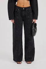 Low Rise Baggy Fit Jean - Washed Black