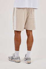Relaxed Mesh Panelled Shorts - Stone