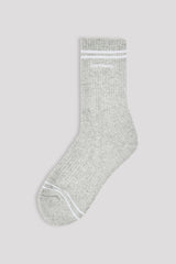Embroidered Logo Double Stripe Socks - Grey
