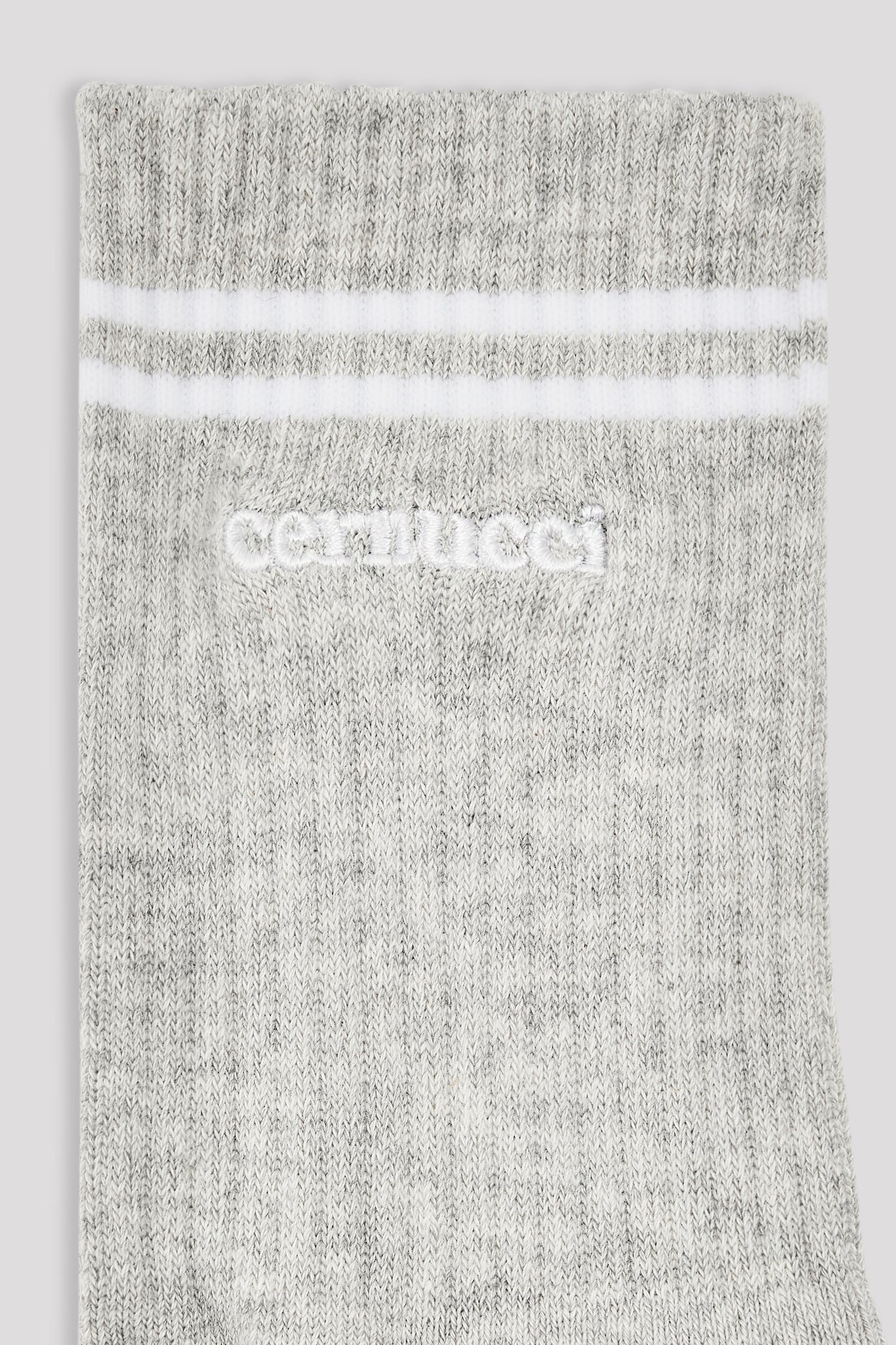 Embroidered Logo Double Stripe Socks - Grey