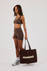 Puff Print Branded Tote Bag - Chocolate