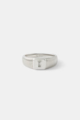Baguette Stone Centre Textured Ring - 8mm