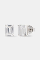Clear Solitaire Stone Stud Earrings - 8mm - White