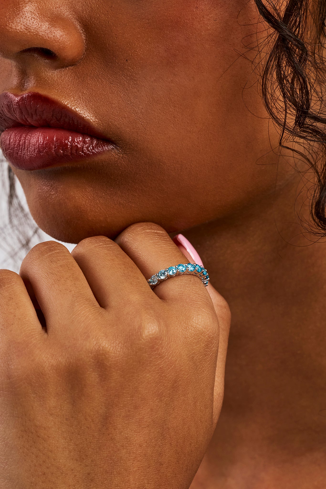Blue Gradient Tennis Ring - 3mm - White