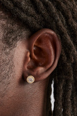 Runde Ohrstecker mit klarem Zirkonia-Cluster - Gold