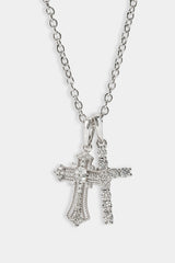 Doppelte, mehrfach verzierte Kreuzkette – 20 mm – Weiß