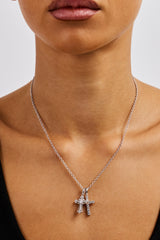 Doppelte, mehrfach verzierte Kreuzkette – 20 mm – Weiß