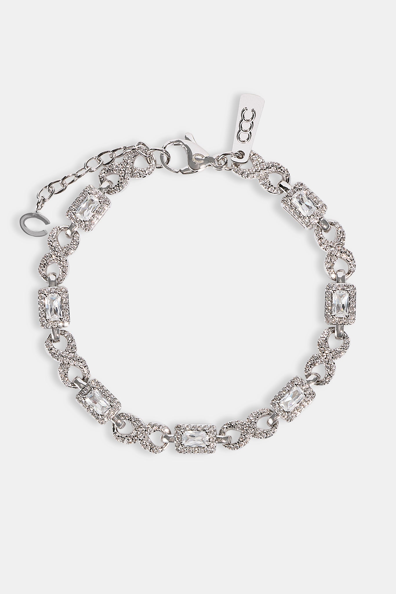 Unendlichkeitsarmband mit eisklaren Baguette-Steinen – 6 mm