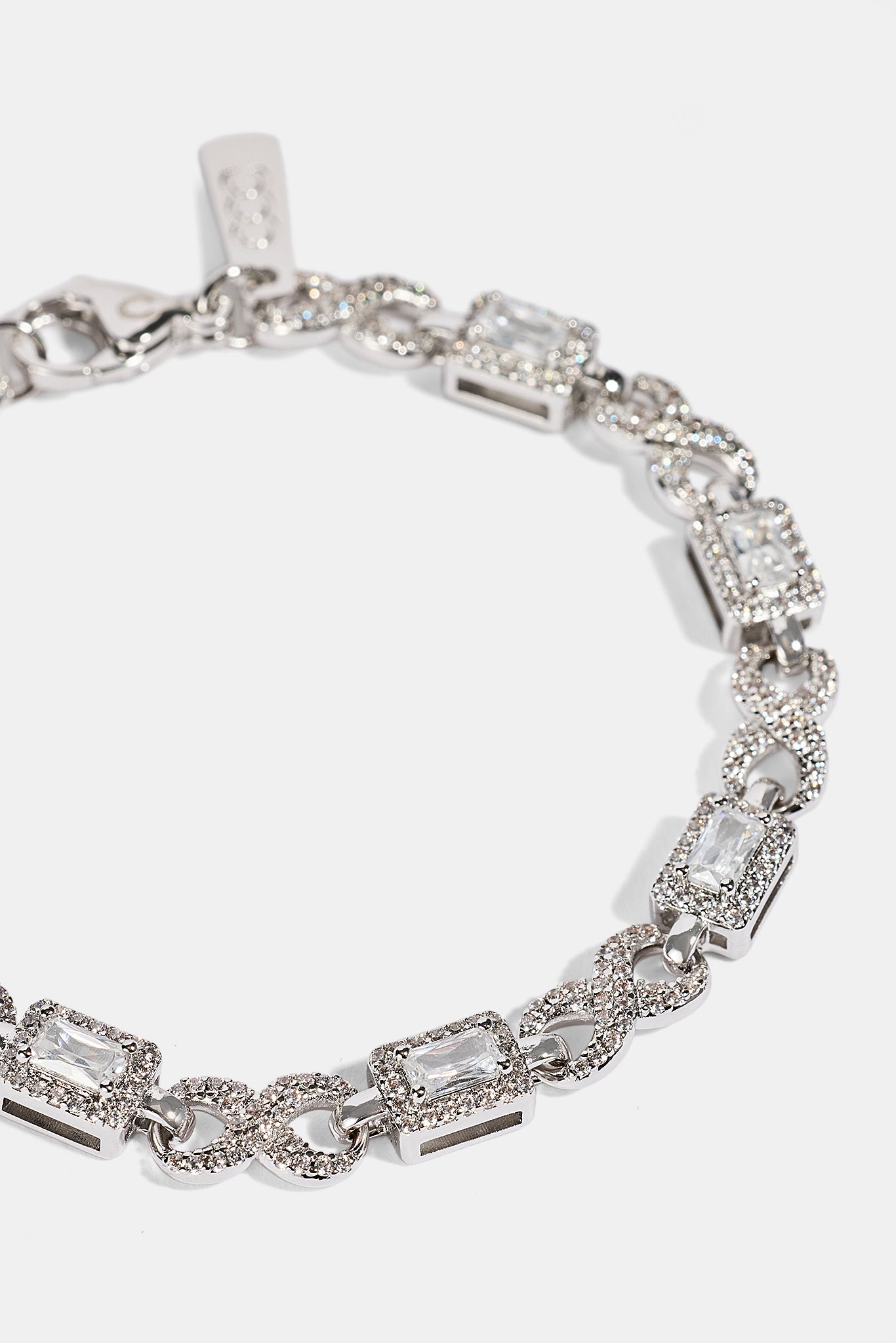 Iced Clear Baguette Stone Infinity Link Bracelet - 6mm