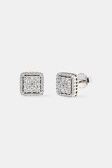 Iced Edge Square Stud Earrings - 8mm