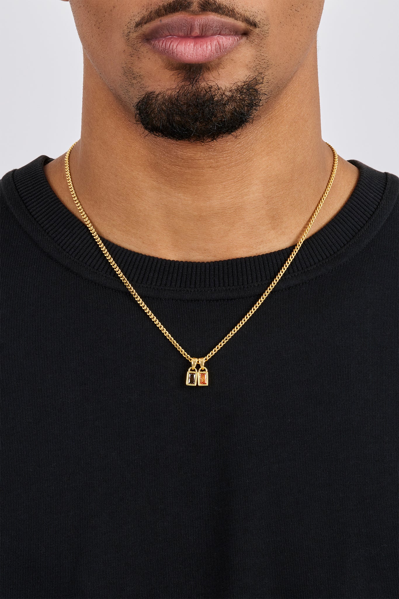 Iced Chocolate Double Pendant Necklace - 6mm - Gold