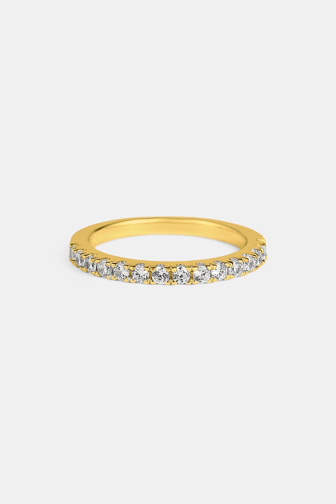 Iced Micro Tennis Ring - 2mm - Gold