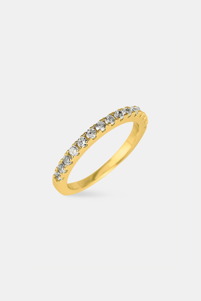 Iced Micro Tennis Ring - 2mm - Gold
