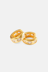 Iced Centre Polished Hoop Earrings - 20mm - Gold