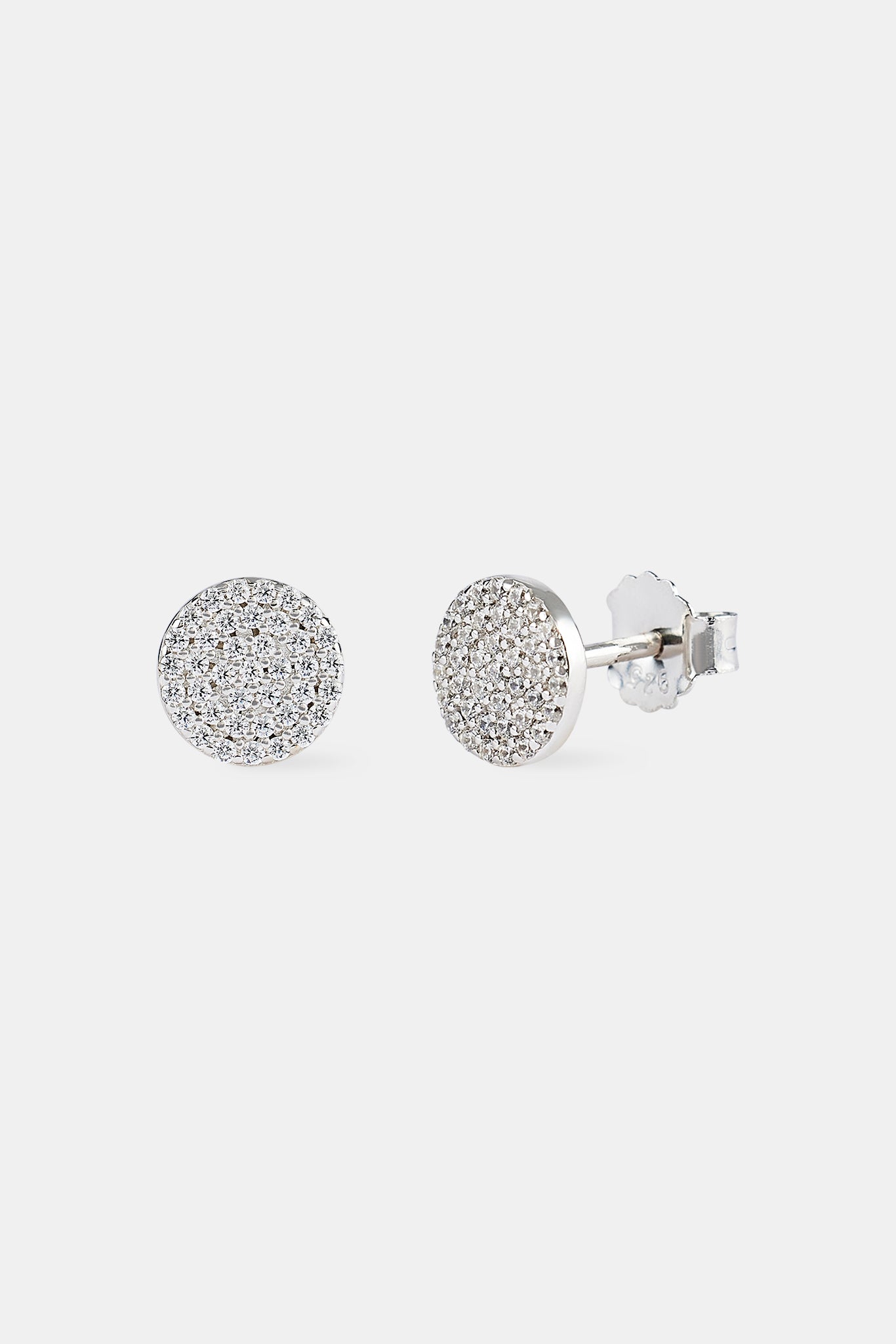 Iced Round Motif Stud Earrings - 8mm