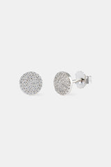 Iced Round Motif Stud Earrings - 8mm