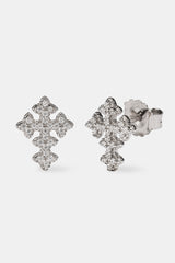 Iced Cross Stud - 10mm - White