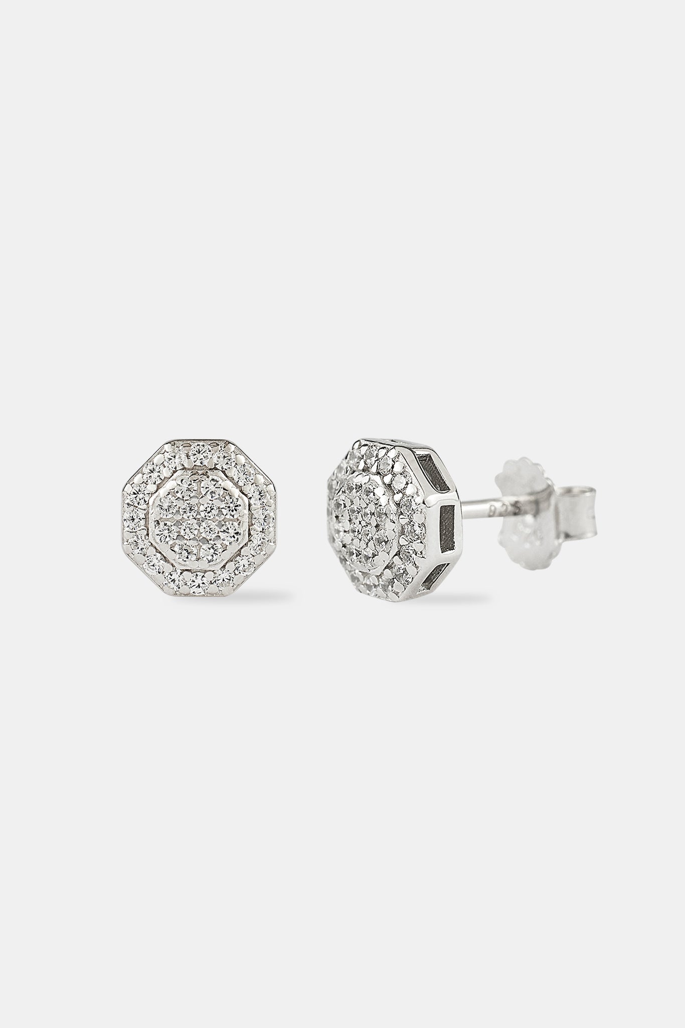 Iced CZ Shape Stud Earrings - 8mm