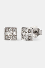 Iced Square Cross Stud - 6mm - White