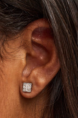 Iced Square Cross Stud - 6mm - White