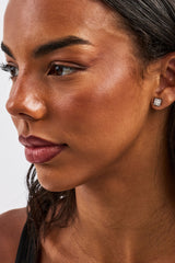 Iced Square Cross Stud - 6mm - White