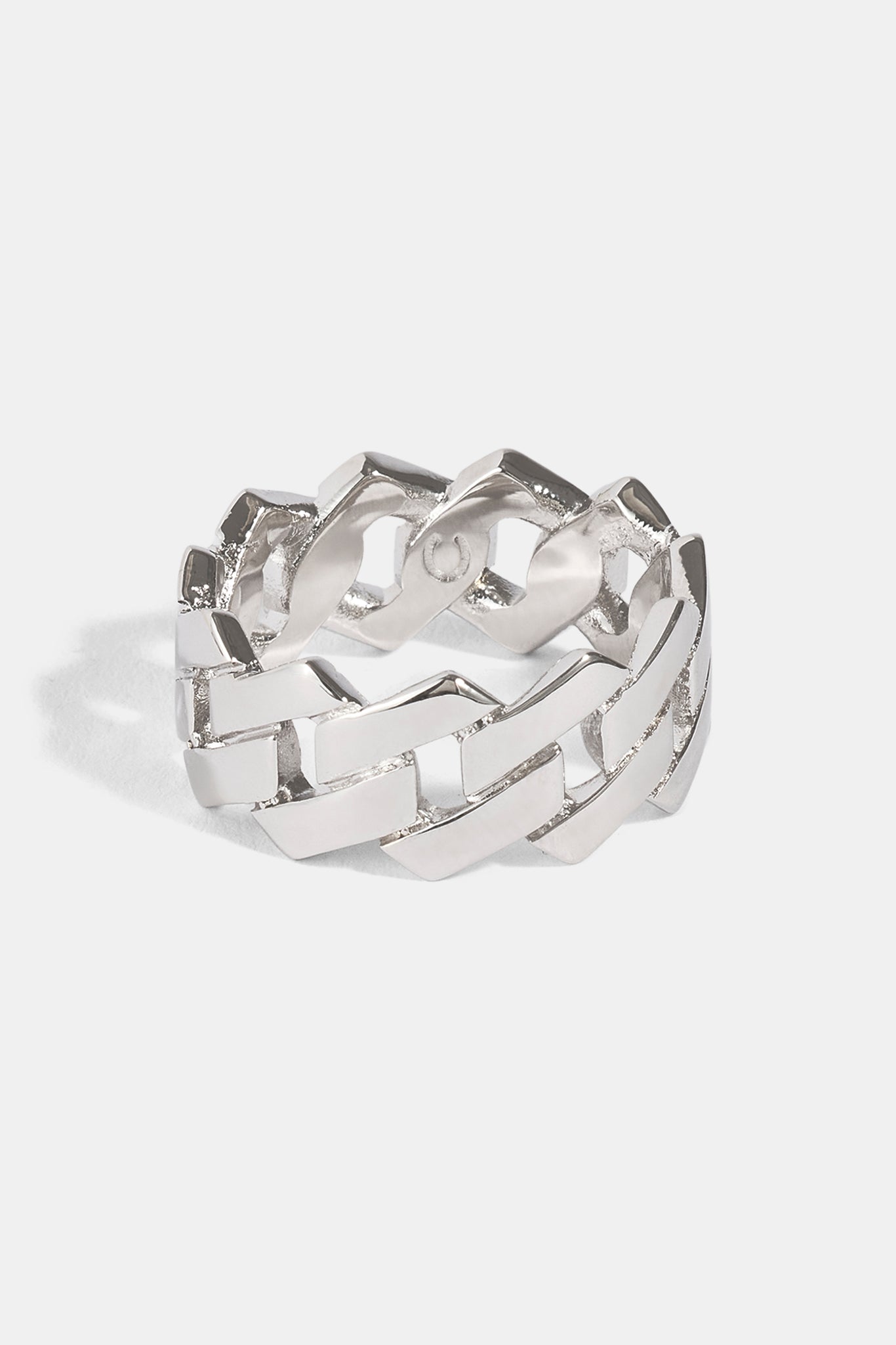 Polished Prong Cuban Ring - 10mm - White