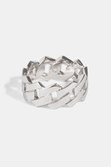 Polished Prong Cuban Ring - 10mm - White
