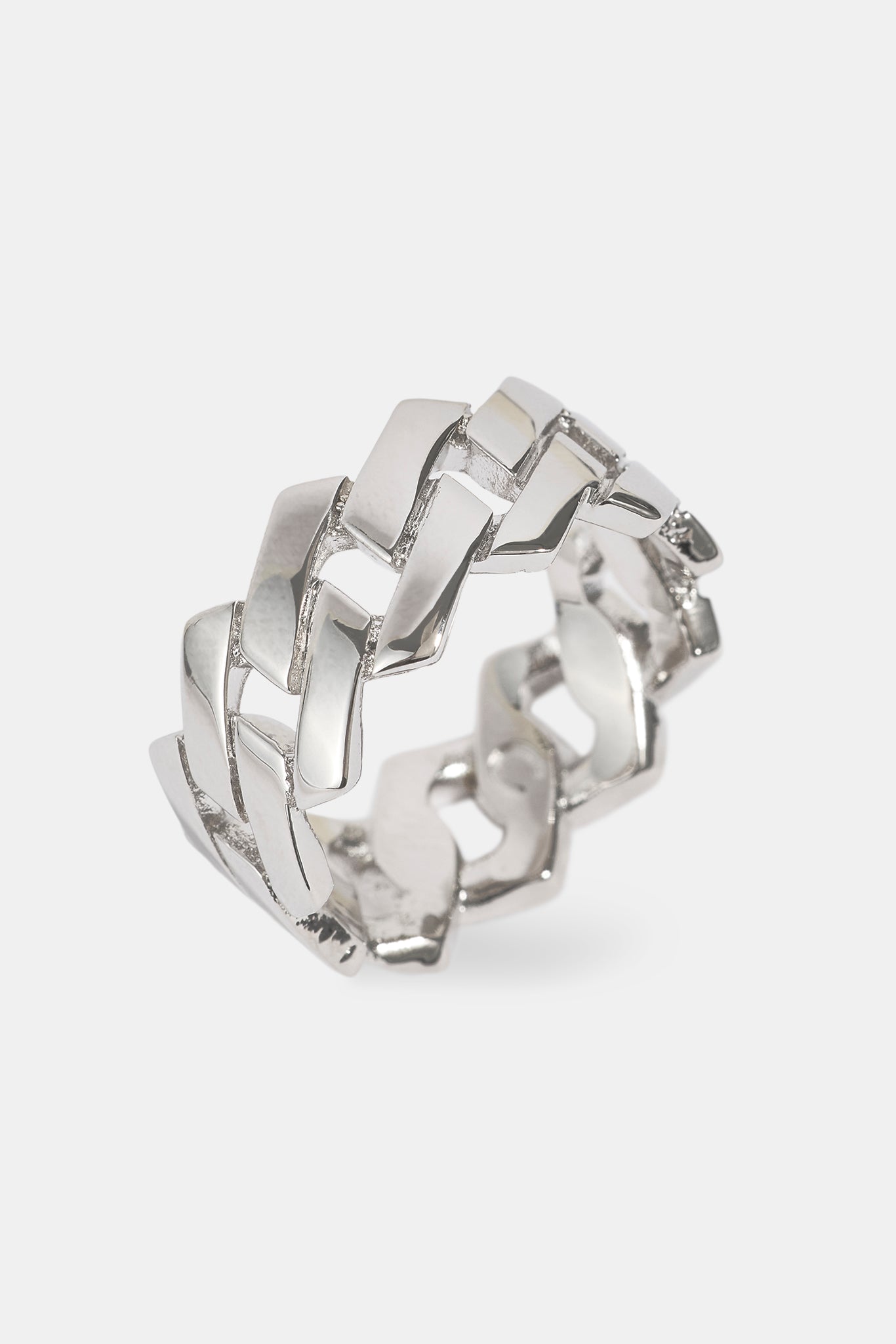 Polished Prong Cuban Ring - 10mm - White