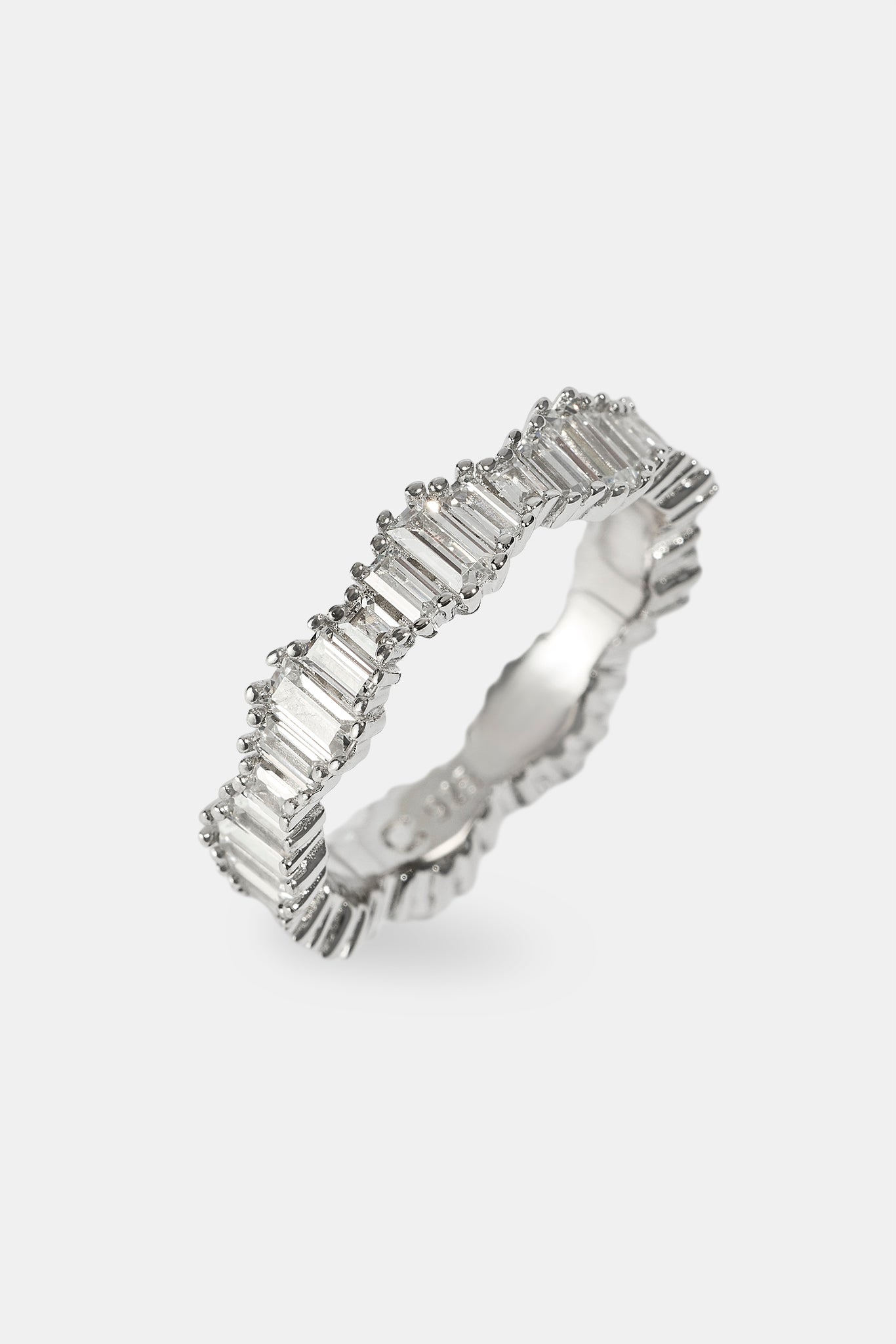 Iced Baguette Cut Ring - 5mm - White