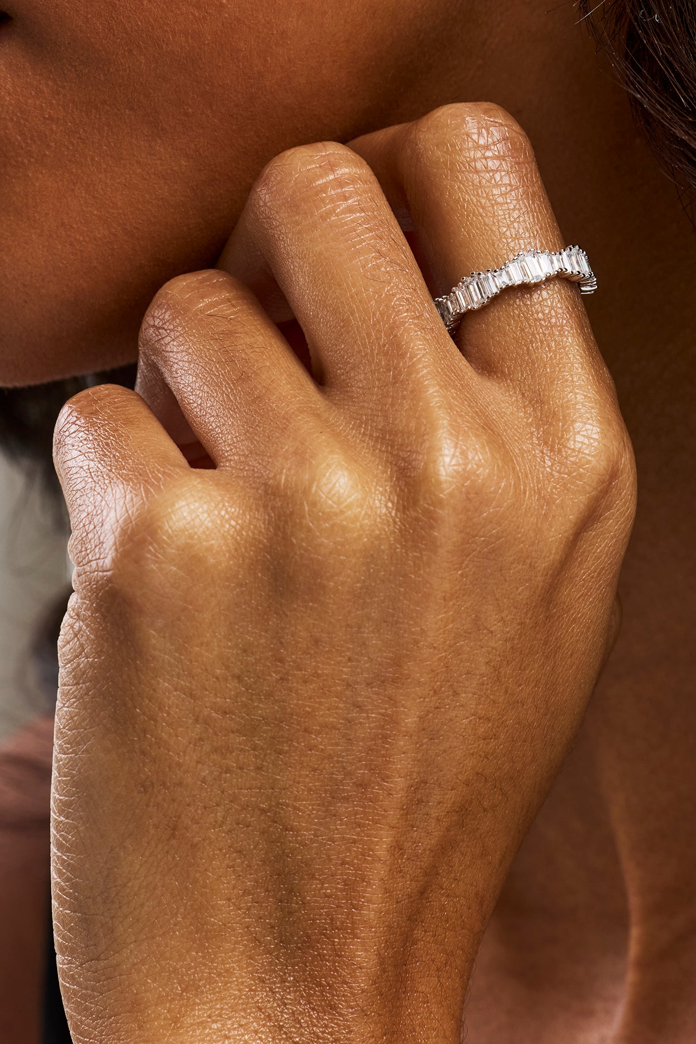 Iced Baguette Cut Ring - 5mm - White