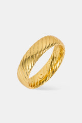 Polished Ribbed Band Ring - 6mm - Gold