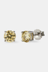 Lemon Round Cut Stud Earrings - 6mm - White