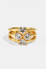 Triple Stack Motif Ring Set - 10mm - Gold