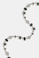 Iced Black Gemstone & Motif Chain  - 6mm - White