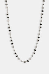 Iced Black Gemstone & Motif Chain  - 6mm - White