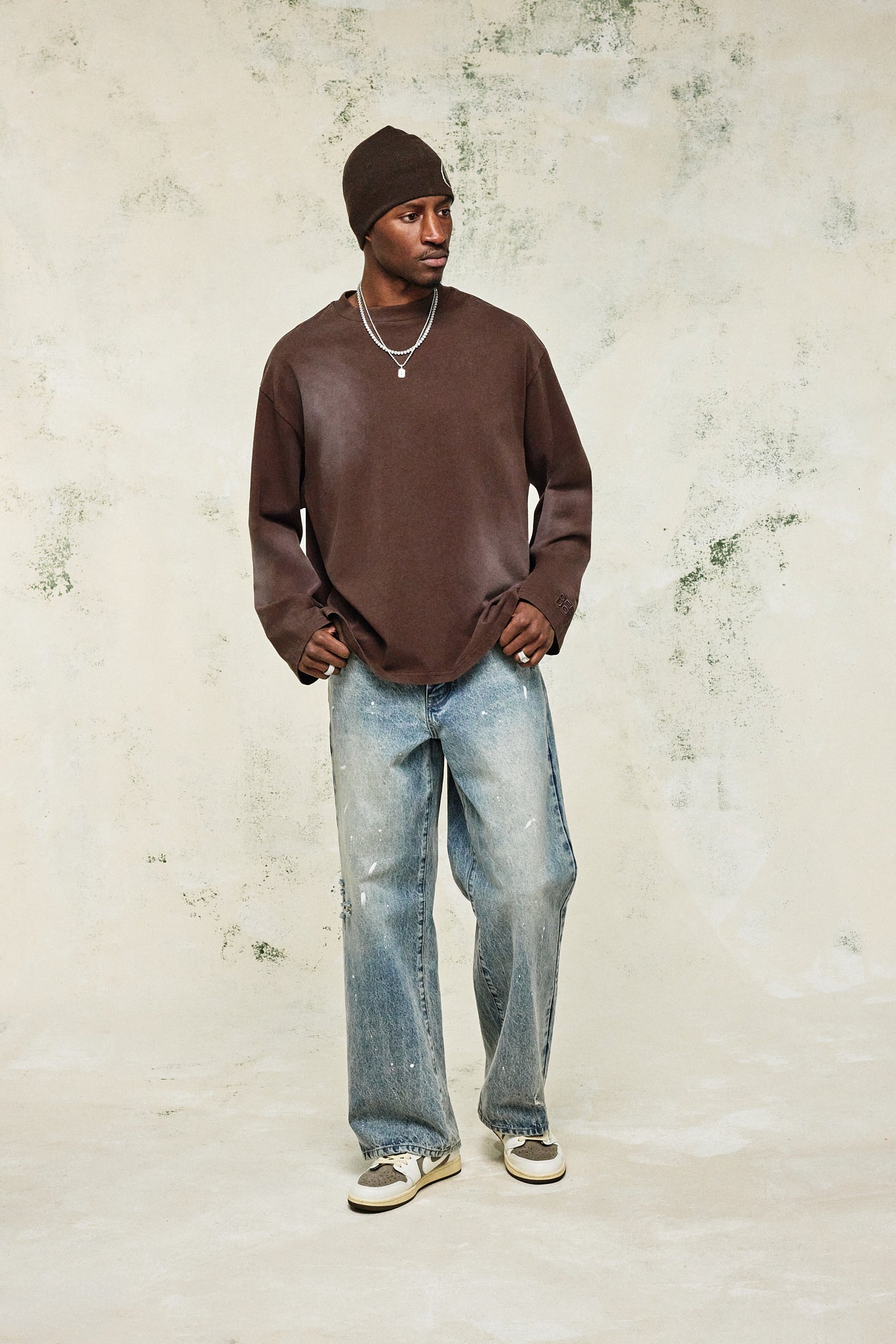 Gewaschenes Langarm-T-Shirt