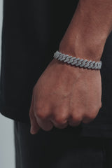 Iced Prong Cuban Bracelet - 10mm - White