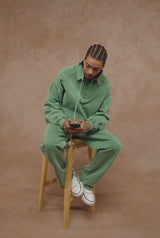 Gewaschenes Polo-Sweatshirt – Verwaschenes Grün