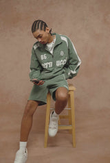 Trainingsjacke und Shorts aus Nylon mit Logo-Einsätzen - Grün