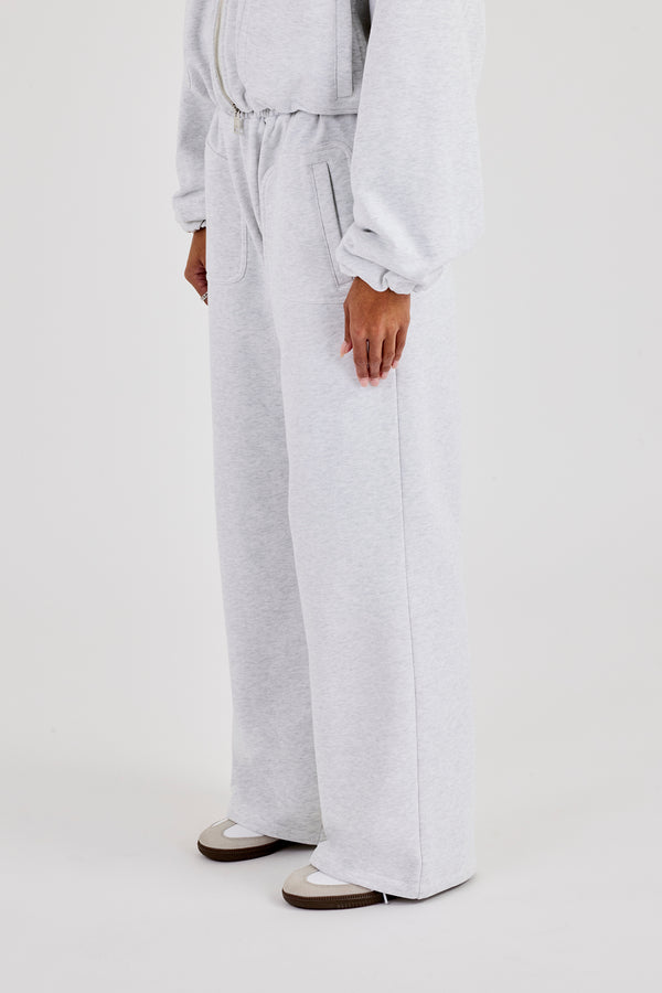 Jogginghose mit weitem Bein aus schwerem Jersey – Grau meliert