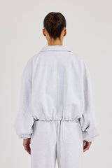 Schwere Bomberjacke mit Jerseykragen – Grau meliert