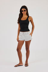 Polka Dot Mini Short - White